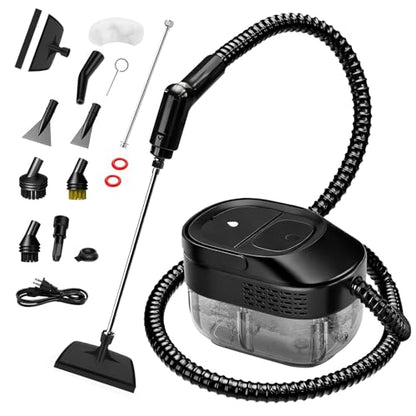 Pressurized Steam Cleaner, 54oz Large Tank, Portable Steamer for Cleaning with 15-Piece Kit, 15s Fast Heat-Up, 3-Level Control, Handheld Steam Cleaner for Home, Car, Kitchen - color: Classic Black