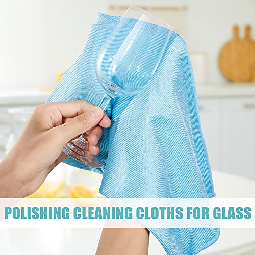 Tatuo 18 Pcs Microfiber Glass Cleaning Cloths (16 x 16) Polishing Cloth - Streak Free - Lint Free - Quickly Clean Windows, Glasses, Windshields, Mirrors, Stainless Steel, Monitor(Blue Gray) - color: Blue Gray