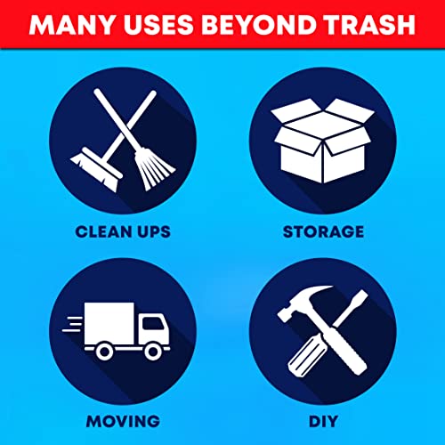 Tasker Contractor Garbage Bags 55 Gallon, 3 Mil Black Contractor Garbage Bag (50 Bags w/Ties) Large 55 Gallon Trash Bags Heavy Duty Liners, Extra Large Trash Liners for Construction, Industrial Bag - size: 1 Count (Pack of 50)