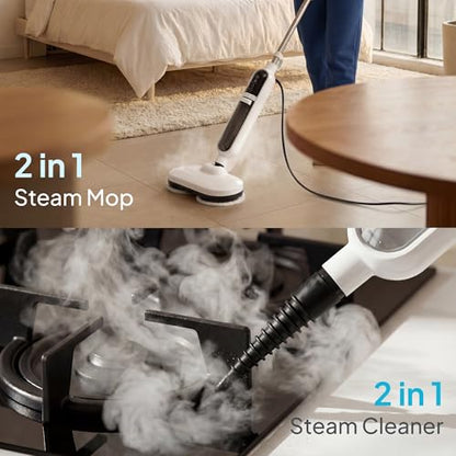 Scrubbing Steam Mops for Floor Cleaning, 15-in-1 Steam Cleaner for Home with 500ML Removable Tank, MultiPurpose Detachable Spin Steamer Mops for Hardwood Floor Clothes Window Tile Carpet Home Use