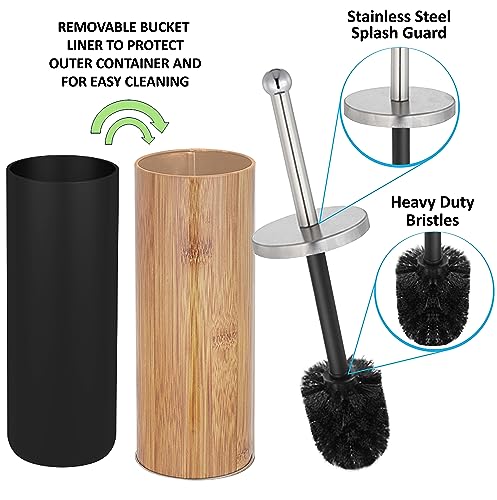 Zahari Home Woodland Toilet Bowl Brush and Holder, Metal, Natural - color: Natural