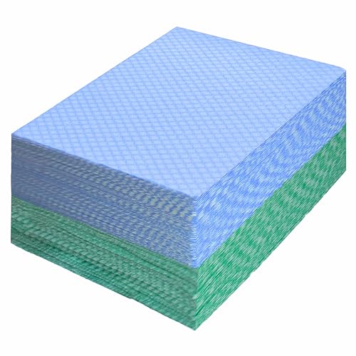 Reusable J Cloths, Disposable Kitchen Cleaning Cloths Dish Towels Dish Cloth Reusable Cloths for Kitchen, Bathroom, Household Cleaning (Blue & Green 100 Pack) - color: Blue&green