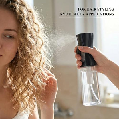 3 Pack Continuous Spray Bottle Atomizing Mister for Hair,Plants,Cleaning,Travel Fine Mist Water Spray Bottles for Styling,Refillable Empty Spray Bottles Black&Transparent (200ml+300ml+500ml) - color: A