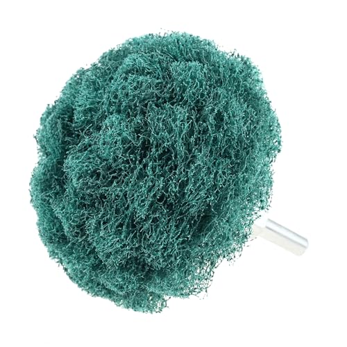 dophee 6Pcs Scouring Pads Non Woven Abrasive Drill Polishing Cleaning Kit 1/4" Shank Half Ball Shape Buffing Wheel, 3 120# Green and 3 400# Red - style: 120# 400#