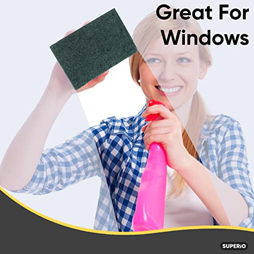 Scouring Pad Non-Scratching Scrubber Non-Scratch Cleaning Scrub Pads, Heavy Duty Scouring Pad, Reusable Kitchen Scrubbing Pad Pack of 5, Green, By Superio - size: 5-pack