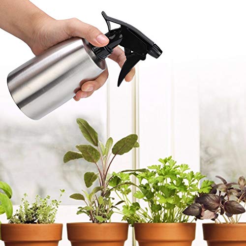 FLEXMAN 400ml Spray Bottles, Stainless Steel Water Spray Bottle with Ergonomic Handle, Seasoning Can with Adjustable Nozzle for Outdoor Barbecue, Cooking