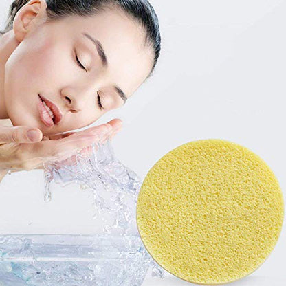 Facial Sponge Compressed,60 Pcs PVA Professional Makeup Removal Wash Round Face Sponges Spa Pads Exfoliating Cleansing for Women,Yellow - color: Yellow
