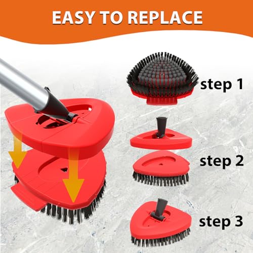Fatmass Scrub Brush Mop Head Replacement Compatible with O Cedar EasyWring 1 Tank Spin Mop,New Upgrade Stiff Bristle Shower Brush Scrubbing Brush Cleaning Brush for Bathroom, Kitchen, Tub, Tile - size: Large (Black 1 Pack)