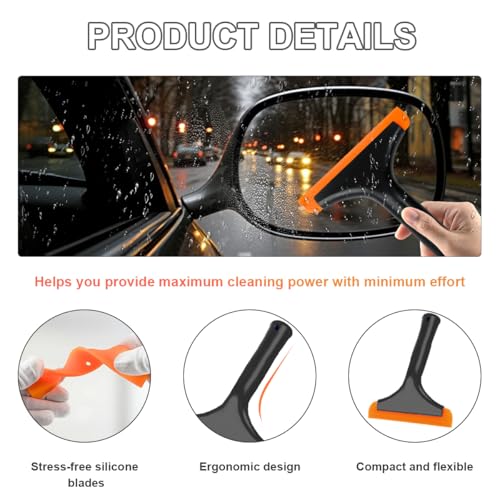KVAEY 2PCS Small Silicone Window Squeegee, 5.9 Inch Car Windshield Water Blade Squeegee with Non-Slip Handle, All-Purpose Cleaning Squeegee for Car Windshield, Window, Mirror (Black+Black) - color: Black+black
