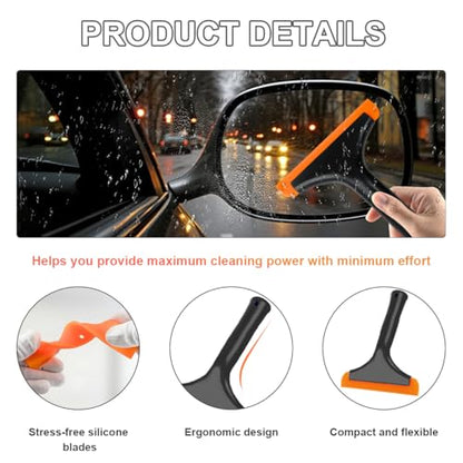 KVAEY 2PCS Small Silicone Window Squeegee, 5.9 Inch Car Windshield Water Blade Squeegee with Non-Slip Handle, All-Purpose Cleaning Squeegee for Car Windshield, Window, Mirror (Black+Black) - color: Black+black