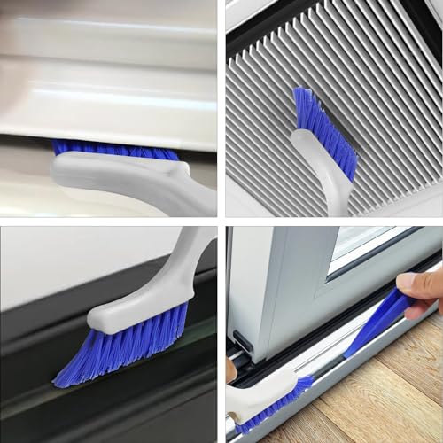 Asltw Small Scrub Brush Set, 6 pcs Cleaning Brush for Window Tracks, Grout, Corners and Crevices, Angled Bristles for Deep Cleaning, Multi Purpose Detail Brush for Kitchen and Bathroom (Silvery white)