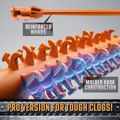 FlexiSnake Pro Drain Weasel Sink Snake Hair Clog Remover Tool, Sink, Pipe, Bathroom, Bathtub Drain Cleaner, 18-inch Long, Flexible, Made in The USA, 10 Pack Reusable Wands and Removable Handle - style: 10 pk