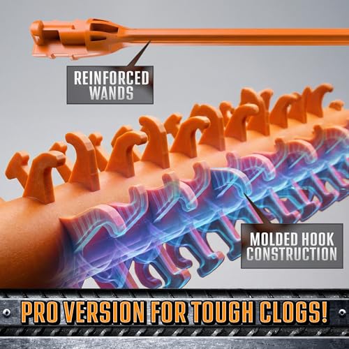 FlexiSnake Pro Drain Weasel Sink Snake Cleaner with New Molded Tip - 18″ - Drain Snake Clog Remover Tool with Rotating Handle & 5 Wand Refills - Easy to Use on Drains & Grates - Made in USA - 5-Pack - style: 5 pk