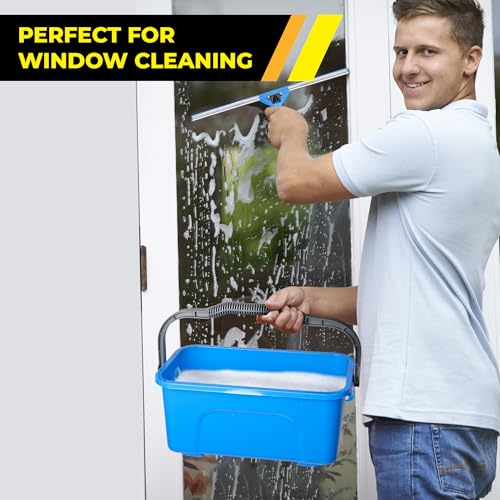 3-Gallon Heavy-Duty Cleaning Bucket - Durable High-Grade Plastic, Rectangular Design for Window Washing & General Cleaning, Sturdy Comfort-Grip Handle, Compact & Easy Storage