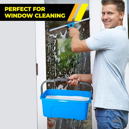 3-Gallon Heavy-Duty Cleaning Bucket - Durable High-Grade Plastic, Rectangular Design for Window Washing & General Cleaning, Sturdy Comfort-Grip Handle, Compact & Easy Storage