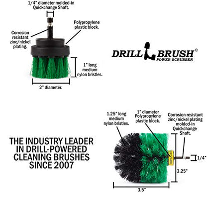 Drillbrush 5 Piece Bundle - Add a 2-inch Flat Brush and Original Brush to Our 3 Piece Bathroom kit to Make The Ultimate Household Cleaning Kit