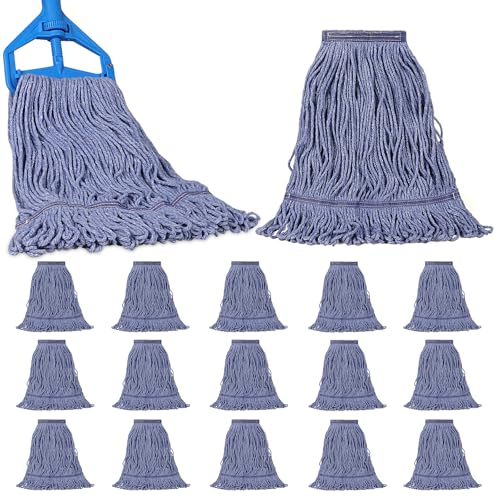 JERIA 16 Pack Heavy Duty Mop Head Replacements,String Mop Head for Commercial,Used for Home,Office and Kitchen,Washable,Reusable Mop - size: 16 Pack