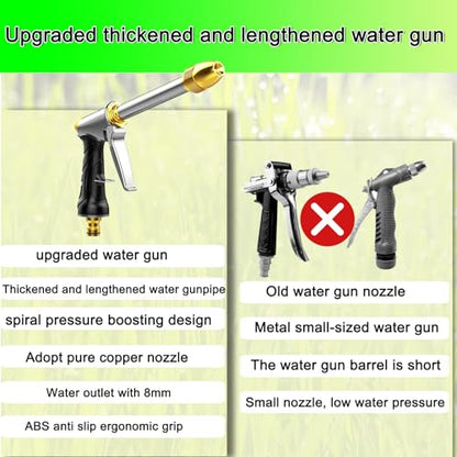 Heavy garden hose nozzle - adjustable spray mode high-pressure rotary spray gun, brass nozzle, anti slip grip and quick connector, suitable for lawn, plants, car washing, pets - size: 8.8*5.5*1.4