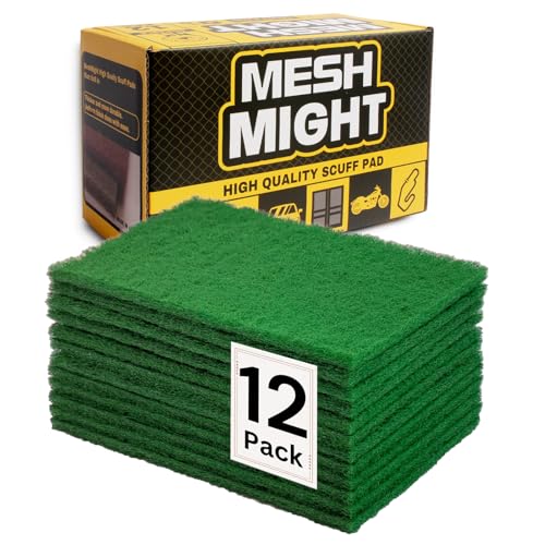 12-Pack 6"x9" Non-Woven Scuff Pads - Green P240 Aluminum Oxide Abrasive for General Cleanup, Scouring, Sanding - Automotive, Auto Body, Woodworking, Surface Preparation (Green) - color: Green