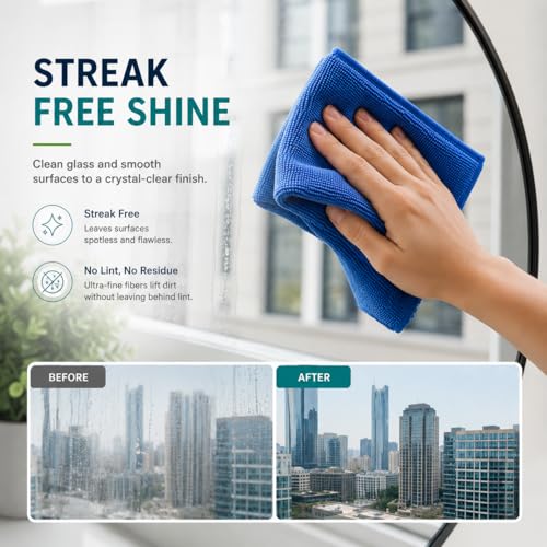 Microfiber Cleaning Cloths 15"x15" – Lint-Free Multi-Surface Household Cleaning Cloths, Highly Absorbent Reusable Microfiber Towels for Kitchen, Glass, Bathroom, Car & Home – 25 Pack - size: 25 Pack