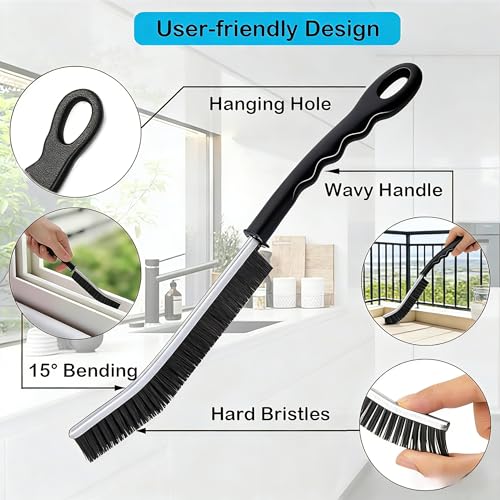 Crevice Cleaning Brush 11Pcs, Hard Bristle Scrub Brushes Tools for Kitchen, Bath and Corners with Home, Multi-Use for Hard-to-Reach Areas, Easy Cleaning