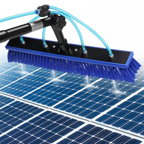 Water Fed Pole Kit, 33 FT Length Adjustable Solar Panel Window Cleaning Brush and Pole, 4-33ft Aluminium Pole Window Washing Kit for Cleaning Windows, Solar Panels and Roof