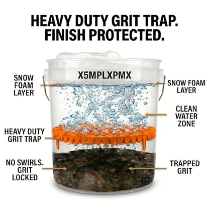10.4" Heavy Duty Car Wash Bucket Insert (2-Pack) & Wash Mitt Kit - 10.6 oz Detailing Dirt Separator & Grit Trap, Scratch-Free Auto Wash, Fits 3.5 to 5 Gallon Buckets (Orange Kit) - color: 2pack Orange