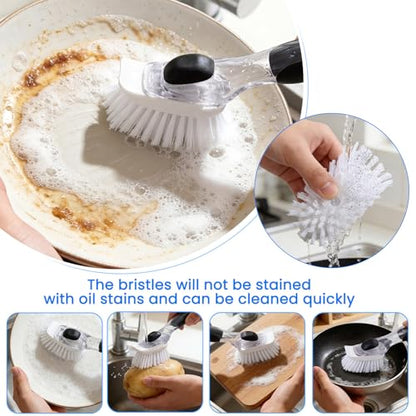 New Brush Refills for OXO New Soap Dispensing Dish Brush - 4 Pack Dish Brush Cleaning Soap Dispensing Head Replacement for Scrubber