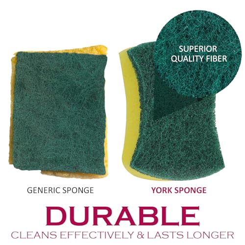 York Scouring Scrubby Non-Scratching Sponge - Pack of 6, Gentle and Effective Cleaning Sponges for Kitchen, Non-Stick Cookware, Glassware, and Household Surfaces