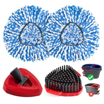 4 Pack Spin Mop Replacement Head for O Cedar RinseClean 2-Tank System, Mop Heads Replacements for Ocedar, Includes 2 Spin mop Refills, 1 Scrubber Mopping Head and 1 Mops Base(Not Include Bucket) - size: 2 Tank-4pack