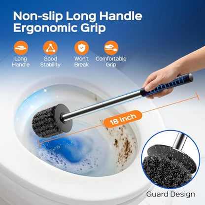 HAMITOR Toilet Bowl Brush Set: Compact Space-Saving Design with Hidden Holder for Small Bathrooms, Apartments & RVs - Bathroom Cleaning Accessories - Rustproof Toilet Scrubber Cleaner Kits Silver - color: Silver