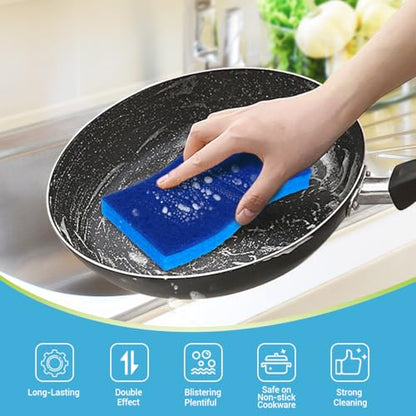 AIDEA XL Scrub Sponges Non-Scratch 6Count, Extra Large Sponges Kitchen, Sponge for Dishes, Cleans Fast Without Scratching Safe for Non-Stick Cookware, Cleaning Power for Kitchen, House - color: Blue-extra Large
