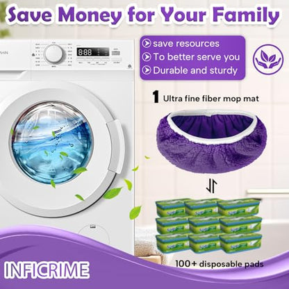 6 Pack Reusable Microfiber Mop Pads Compatible with Swiffer Sweeper Mop, Dry Sweeping Cloths & Wet Mopping Cloths, Washable Mop Pads for Surface/Hardwood Floor Cleaning (Mop is Not Included)