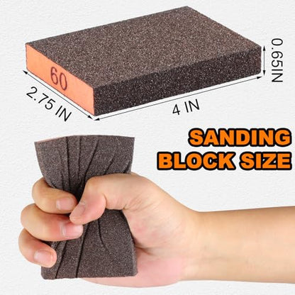 8 Pack Sanding Sponge, Washable & Reusable Sanding Blocks for Drywall, Wood, Metal & Furniture — Premium Sandpaper Block Assortment with 60/80/120/220 Grit