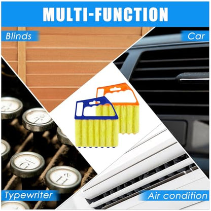 Geiserailie 2 Pcs Window Venetian Blind Cleaner Duster Tool Washable 7 Fingers Dusting Cleaner and Air Vent Shutter Brush Blinds Air Conditioner Fan Duster Dirt Housekeeping Tool (Orange Blue) - color: Orange Blue