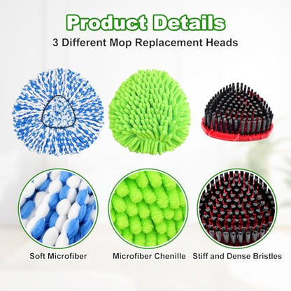 Mop Heads Replacements for Ocedar Easywring RinseClean 2 Tank Spin Mop Replace Heads for O Cedar 2 Tank Spin Mopping Sets Including 4 Pack Refills, 1 Pack Scrub Brush and 1 Base for All Floors Clean - size: for Ocedar 2 Tank