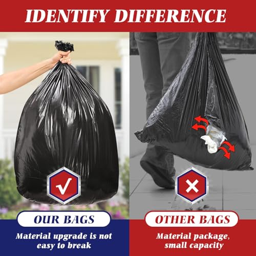 Teivio Black Large Trash Bags 64-65 Gallon 13 Count | Large Multipurpose | Fit 60,62,63,64,65 gallon Garbage Bin Liner | Kitchen | Lawn And Leaf Bags Outdoor Yard Waste Bag | Workshops Trash - size: 1 Count (Pack of 13), style: 13pcs-64 65 Gallon-Black