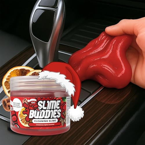 Slime Buddies Car Cleaning Gel Putty - Christmas Spice Scented Interior Detailing Tool for Cup Holders, Air Vents & Keyboard - Reusable Auto Detailing Accessories - Dust Remover Goop - color: 01 Pack Christmas Spice