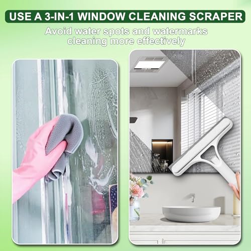 3 in 1 Window Cleaning Scraper, Window Squeegee with Sprayer, Window Cleaning Scraper for Windows, Walls, Car Windshields, Bathrooms, Kitchens, All-Purpose Window Cleaner Tool (Yellow) - color: Std-yellow