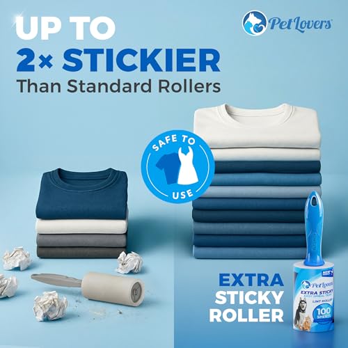 PetLovers Extra Sticky Lint Roller Value Set 200 Sheets for Pet Hair Removal, Dog and Cat Lint Remover 2 Pack - size: 2 Pack Lint Roller