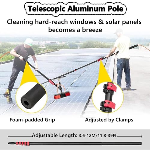 Professional Window Cleaning Kit Extendable Washing Pole Squeegee Window Cleaner Set Adjustable Telescopic Poles Water Fed Brush for Window Solar Panel High-Altitude Clean 5.4m/18FT - size: 5.4m/18FT