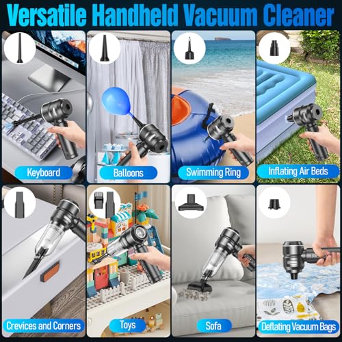 Handheld Car Vacuum Cleaner Cordless,18000PA High Power Portable Vacuum Cleaner&Air Duster,3 Gear,7 in 1 Small Vacuum Cleaner Rechargeable,Mini Hand Held Vacuum for Car Home Office Keyboard