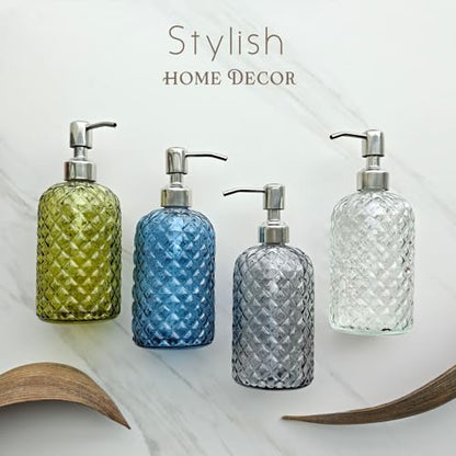 JASAI 18Oz Gray Glass Soap Dispenser with Rust Proof Pump, Refillable Kitchen soap Dispenser for Dish Soap, Bathroom Soap Dispenser for Dispense Hand soap, Lotion. - color: Smoky Gray