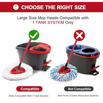 4 Pack Mop Heads Replacements for O-Ceda Easy Wrin Spin System, Microfiber Refills, Easy Cleaning Mop Repalce Head - size: 4 Pack