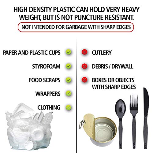Aluf Plastics High Density Trash Bags, 45 Gallon, 250 Count, 16 Micron (eq), 40" x 48", Black, for Bathroom, Office, Industrial, Commercial, Janitorial, Municipal, Recycling - color: Black, style: 45 Gal, 16 Micron Equiv, 250 Count