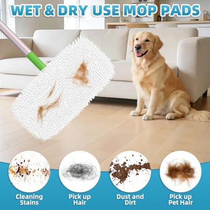 6 Pack Reusable Mop Pads Compatible with Swiffer Sweeper Mop, Washable Wet Pads Refill, Dry Sweeping Cloths, Microfiber Pads for Mopping Floors (Gray, White) - color: Gray, White
