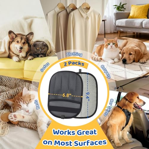 SmartTrends-2 Packs Pet Hair Removal Glove for Dogs & Cats, Five-Finger Ergonomic Grip Reusable & Washable Pet Hair Removal Tool, Lightweight Portable Dog Hair Remover for Couch, Carpet, Bed, Cloth - color: Grey