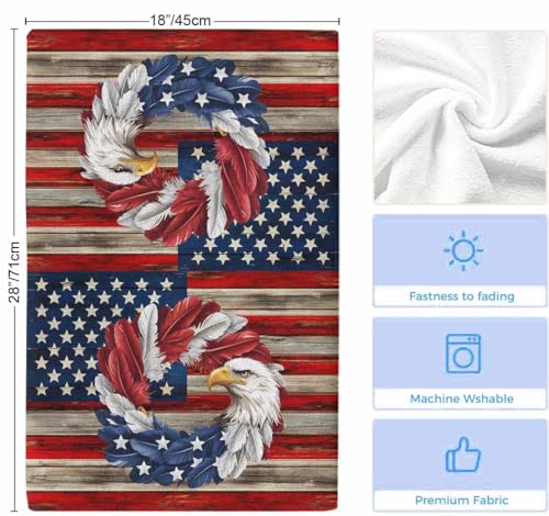 American Flag Kitchen Towels Set of 2, Ultra Absorbent Dish Towels Quick Drying Microfiber Hand Towel Decorative Blue Red USA Flag Eagle Wreath Tea Towel Dishcloths for Kitchen Cleaning 18"x28" - size: 2 Pack