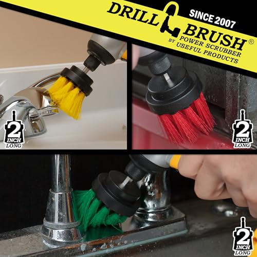 Kitchen Accessories - Drill Brush - Grout Cleaner - 2-inch Diameter Multi-Purpose Spin Brush Kit - Garden Statues - Bird Bath - Granite Cleaner - Bathroom Accessories - Shower Curtain - Baby Bath Tub - color: Green / Red / Yellow