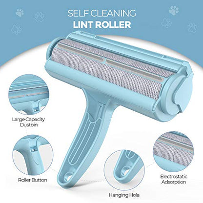 DELOMO Pet Hair Removal Tool, Pet Hair Remover - Lint Roller for Pet Hair - Cat and Dog Hair Remover for Couch, Furniture, Carpet, Car Seat, Reusable Lint Roller with Fur Bin, Pet Owner Essential - color: B: Blue（exclusive Color）